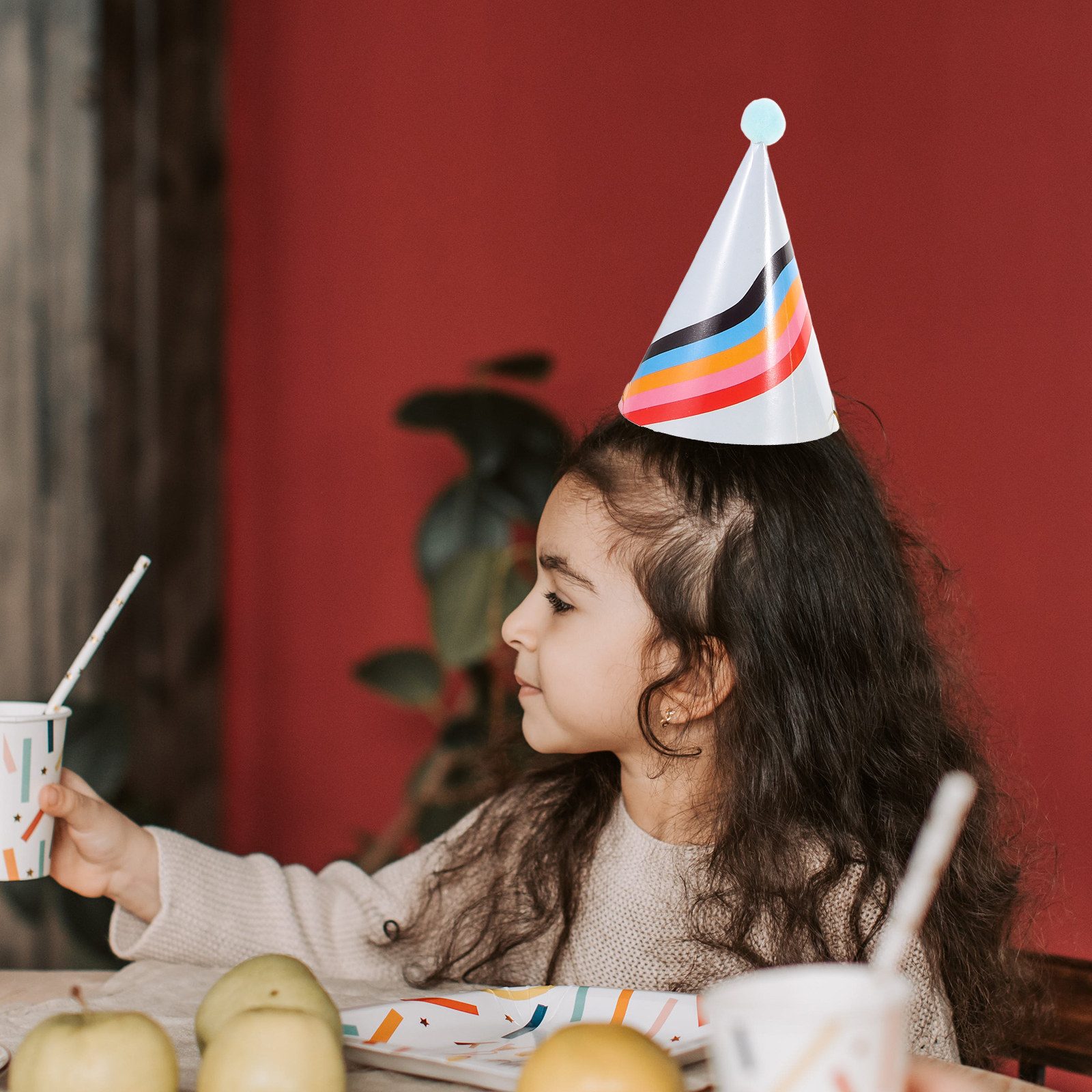 Party Hat Cone - 3Pcs Gold Foil Accented Paper Cone
