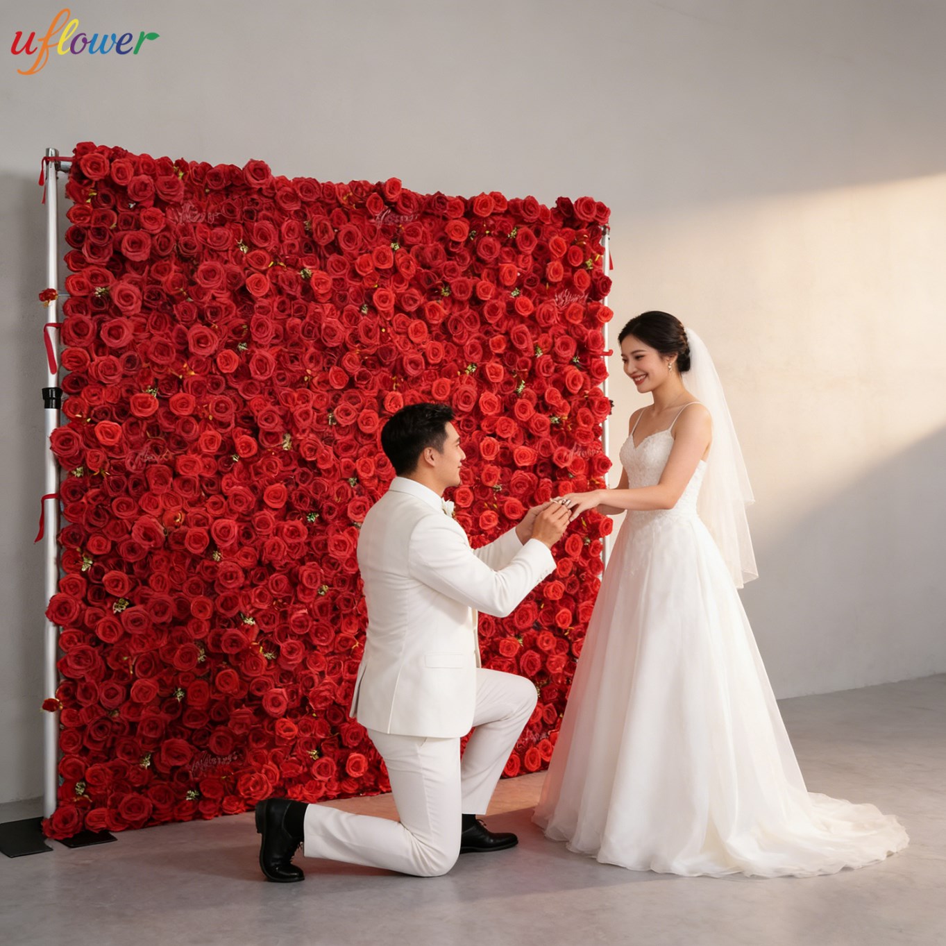 Uflower Red Rose Artificial Fl - Flower Wall Panel review and price