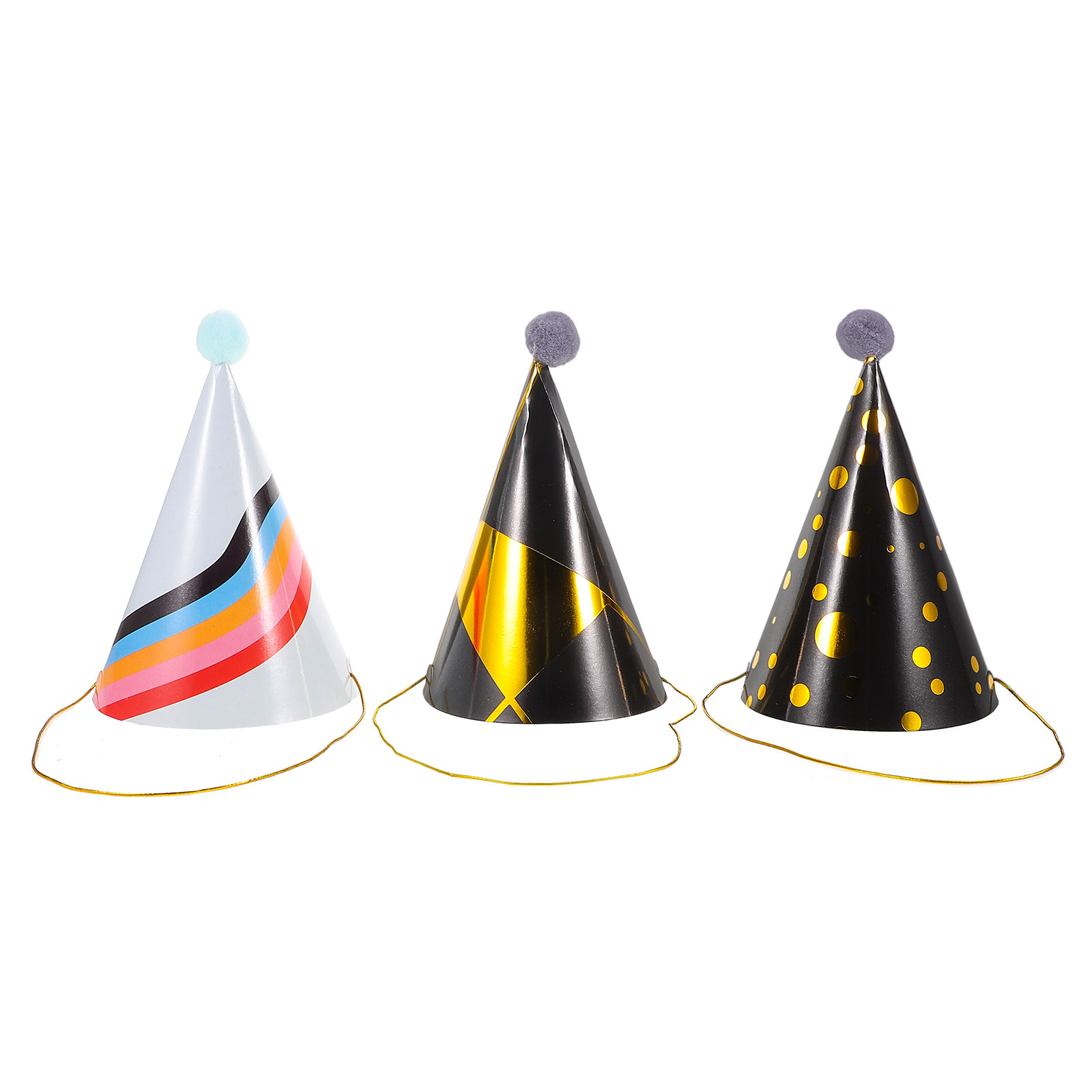 3Pcs Gold Foil Accented Paper  - Party Hat Cone review and price